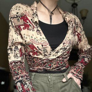 Y2K Boho Classic Imports Wrap Top